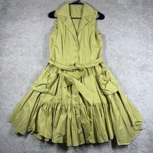 Cache Dress Womens Sz S Yellow Sleeveless Knee Length Y2K